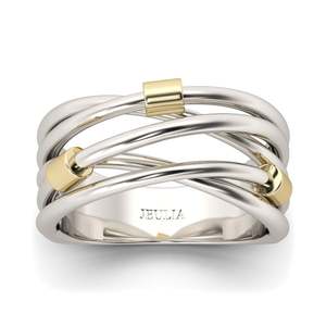 แหวนเงินแท้ชุบทอง 18K ประดับพลอยทรงไขว้ Jeulia - Product Image 1