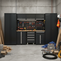 Système d'armoires à outils de garage en acier SPCC robuste de 3300 mm avec établi, panneau perforé et tiroirs verrouillables OEM ODM
