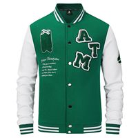 Chaqueta con letras de lana bordada de chenilla pesada de algodón 100% personalizada para hombres, chaqueta universitaria de béisbol Varsity