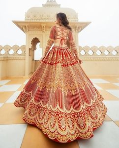 2024 vestido Lehenga acampanado hermoso Zari bordado blusa de seda de algodón cuentas de cristal Dabka trabajo adornado indio - Product Image 2