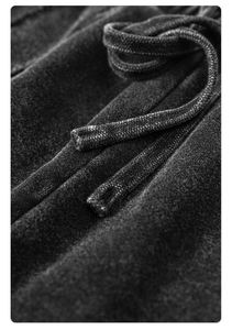 Shorts vintage délavés à l'acide avec double bande élastique et détails en strass, mode décontractée pour femmes et hommes, shorts d'été personnalisés OEM - Product Image 2