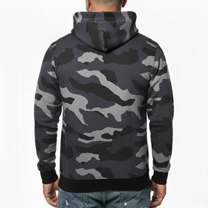 Sweats à capuche décontractés à épaules tombantes, imprimé camouflage respirant, pour hommes et femmes, automne, tricoté, anti-rétrécissement, anti-plis, doublure courte, devant - Product Image 2