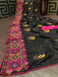 Wholesale Premium Quality Indian Sari Latest Design Silk Cloth Fancy Embroidery Sequence Work <b>Party</b> Wear Bridal LAtest Exclusive - Product Image 2