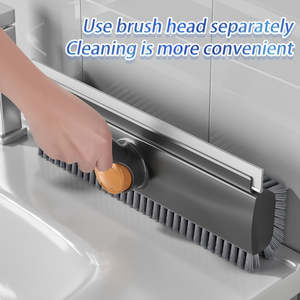 Brosse de nettoyage en acier inoxydable et plastique avec long manche pour un nettoyage facile des sols, tapis, murs et patios – Conception portable - Product Image 3
