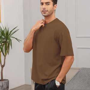 Camiseta de cuello redondo de algodón 100% para hombre Camiseta de cuello redondo con hombros caídos de secado rápido - Product Image 2