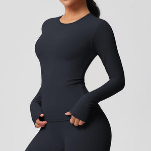 Women's Seamless Long Sleeve V-neck <b>Bodysuit</b> Letter Pattern Compression Top Breathable Quick Dry Eco-Friendly Waterproof - Product Image 5