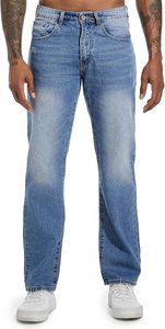 Pantalon en denim à jambe droite non extensible pour homme, coupe régulière, 97% coton et 3% autres fibres, taille tendance, design intérieur, jean pour homme - Product Image 5