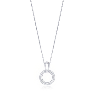 Elegant Round Shape Clear Zircon Stone Turkish Handmade Rhodium Plated 925 Sterling Silver Wedding Party Charm <b>Necklace</b> Pendant - Product Image 5