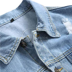 Ropa de calle para hombre, chaqueta vaquera de tendencia superior para hombre, chaqueta vaquera de Color sólido para hombre, chaqueta vaquera personalizada - Product Image 3