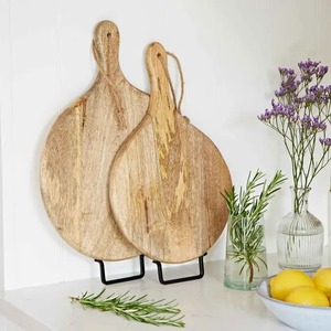 Planche à découper ronde en bois de manguier faite à la main en gros - Planche à fromage - Product Image 3