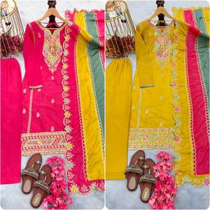 Antra lối sống mới nhất của nhà thiết kế mô hình hoa hấp dẫn chinon lụa thêu trình tự làm việc thời trang dạo phố Top dưới dupatta - Product Image 4