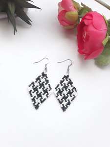 Boho <b>bead</b> earrings with turquoise design andy cascading <b>fringe</b>, unique jewelry gift - Product Image 2