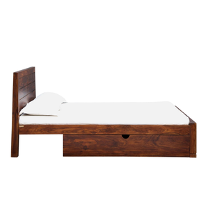 Cama Moderna de Plataforma de Madera Maciza de Teca con Cajones Laterales de Almacenamiento y Cabecera de Panel Sólido Ecológico - Product Image 4