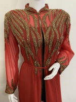 Robe Abaya élégante pour femmes musulmanes adultes, ouverte sur le devant, ornée de perles, respirante, extensible dans quatre directions, légère, à manches longues, en georgette, pour le printemps