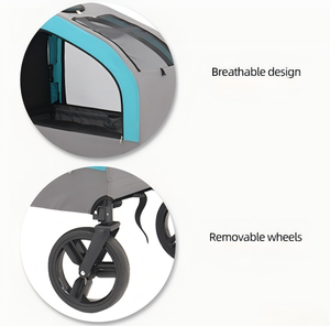 Poussette pour animaux robuste et résistante à la charge, fabriquée en acier au carbone de haute qualité et en tissu imperméable, avec un espace intérieur spacieux et confortable - Product Image 4