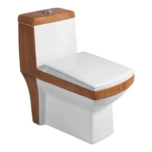 Modèle carré de couleur rose-Toilette d'aisance monobloc colorée en diamant Ripone Washdown avec système de rinçage à jet, produits de WC indiens - Product Image 4