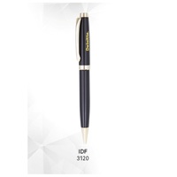 Stylo bille métallique de qualité supérieure 0,5 mm, noir brillant avec finitions dorées, logo personnalisé, idéal pour les cadeaux d'affaires promotionnels et l'écriture.