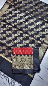 Conjunto de Kurti de Seda Semi-Kataan Banarasi Étnico para Mujer, Hecho a Mano, Vestido Tradicional Indio, Protección Solar, Secado Rápido, para Fiestas - Product Image 3