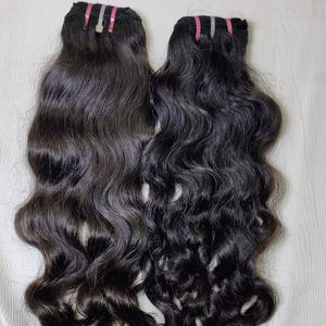 Extensions de cheveux indiens Remy 100% naturels, lisses et crépus, 18 pouces, cuticules alignées, double trame machine, prêtes pour la permanente, cheveux individuels - Product Image 1