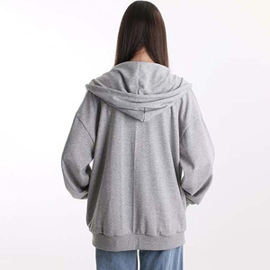 Sweat-shirts et pulls à capuche pour femmes en polaire gris chiné, à fermeture éclair, manches longues, respirants, grandes tailles, en provenance du Pakistan, toutes tailles - Product Image 3