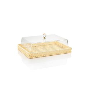 Plateau de service en bois et vadrouille avec couverture en tissu Vaisselle pour la maison et l'hôtel Plateau à chocolat aux prix les plus bas - Product Image 2