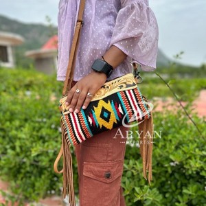 Nueva Manta con sillín de estilo occidental, bolsos de cuero con herramientas, bolsos cruzados de cuero azteca de alta calidad, bolsos multicolores Vintage - Product Image 1