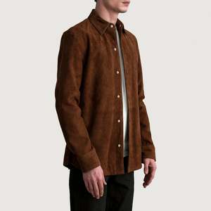 <b>Men's</b> Haven Brown <b>Suede</b> Leather Shirt Premium <b>Suede</b> <b>Jacket</b> for Comfort and Style - Product Image 2