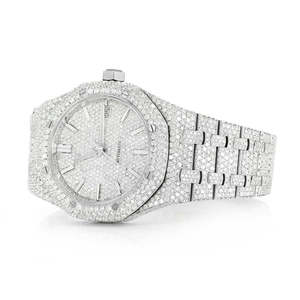 Premium Luxury Stainless Steel Quartz Fashion Street Bling <b>Iced</b> <b>Out</b> Moissanite Antique Business Glass Dial <b>Watch</b> - Product Image 1