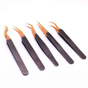 Pince à épiler d'extension de cils incurvée de couleur personnalisée de haute qualité outil de prise en main parfaite de marque privée - Product Image 5
