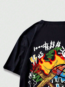 T-shirt imprimé vintage lavé à l'acide pour hommes 100% impression numérique en coton doux fabriqué au Pakistan produit tendance - Product Image 5