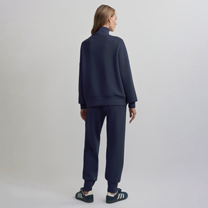 Sudadera con capucha informal de alta calidad para mujer, Jersey de algodón suave con media cremallera, tela de lana, Frente lavado de otoño, respetuoso con el medio ambiente - Product Image 5