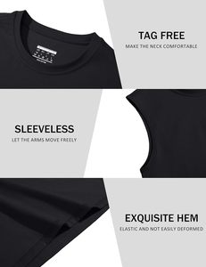 Camiseta sin mangas de algodón transpirable ligera para hombre, camiseta de entrenamiento de gimnasio que absorbe la humedad, camisas sin mangas de punto informales de verano - Product Image 5