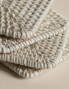 Posavasos Cuadrado de Ratán Blanco con Soporte, Soporte para Posavasos de Mimbre para Organización de Vajilla - Product Image 3