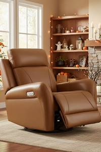 Fauteuil inclinable électrique pliable pas cher à une place avec fonction massage et chauffage, revêtement en cuir, design moderne pour la maison - Product Image 5