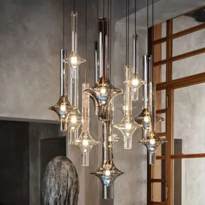 SorenGlass Luminaire moderne inspiré des designers, AC 220V E26, suspendu pour la pièce, blanc chaud 4000K 3000K, fabriqué en verre, acier inoxydable, acrylique - Product Image 6