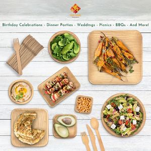 Tienphong 10 "Vaisselle jetable ronde en feuille de palmier, assiettes compostables et biodégradables à 3 compartiments, assiettes écologiques - Product Image 5