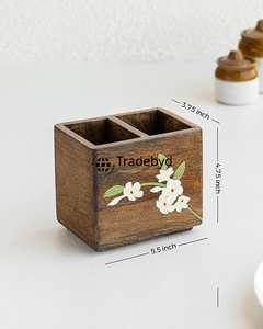 Premium Wooden <b>Cutlery</b> Holder Handmade Multifunction Kitchen Organizer Rustic Eco Friendly Adjustable Size Dining Box Tradebyd - Product Image 5