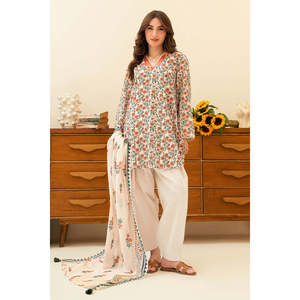 Ensemble 3 pièces en mousseline imprimée avec col brodé, tenue de fête modeste et formelle, tailles ODM du XS au 6XL, vêtements de jour tendance - SD-52203 - Product Image 2