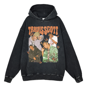 Sweat à capuche imprimé personnalisable Anime, effet délavé, en tissu tricoté 100% coton, manches longues, col à capuche, pour l'hiver - Product Image 2