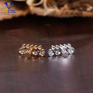 0,94 TDW Diamante de corte redondo Blanco/Pendiente de oro rosa por Labstone/Pendiente de diamante fabuloso/Color DE LA EF-VS - Product Image 3