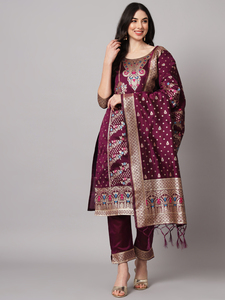 Premium Quality Silk <b>Kurta</b> Trouser Set with Embroidery Work for <b>Women</b> Party wear Use - Product Image 4
