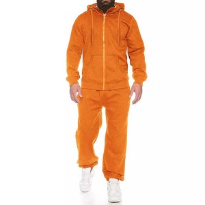 Wholesale Custom Designers Embroidered Winter Men's Zipper-Up Cotton Fleece Gym Jogger Sport Sweatsuit Hoodie <b>Sets</b> - Product Image 1