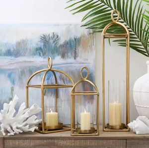 โคมไฟเหล็กสำหรับตกแต่งบ้านและคริสต์มาสโคมไฟเทียนตั้งโต๊ะด้วยการตกแต่ง impex - Product Image 1