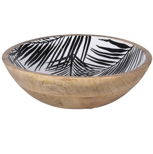 Vente en gros de bol de service en émail de luxe pour hôtel bol à soupe décoratif en bois saladier en bois forme ronde de table fait à la main - Product Image 6