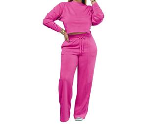 <b>Women's</b> Casual Winter Clothing Sets Breathable Pullover <b>Top</b> & Pants Solid Color <b>Warm</b> 2Pcs Suits Tracksuit Outfit - Product Image 5
