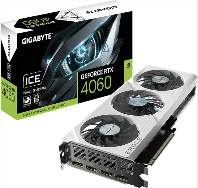 GeForce RTX 4060 EAGLE OC ICE 8GB Video Memory Desktop Laptop Cooler New White Fan Video Card DP Output for Workstation Use