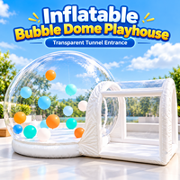 Dôme à bulles gonflable transparent en PVC avec entrée tunnel, 10ft 13ft, avec souffleur d'air et tapis rebondissant pour fêtes et aires de jeux