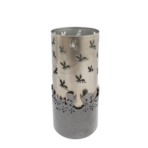 Ensemble de 3 bougeoirs votifs ronds en fer de petite taille en couleur nickel et argent pour les festivals de Noël et la décoration de table - Product Image 5