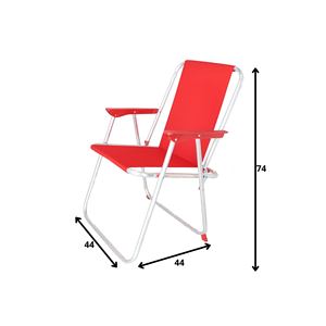 Set di 4 Sedie da Spiaggia Pieghevoli in Metallo Rosso 44x44x74cm di Well Home - Product Image 4
