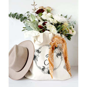 Personalized Monogram Floral Embroidery Tote Bag Durable Cotton Canvas Large Capacity Open Washable Nylon for Summer Autumn Use - Product Image 5